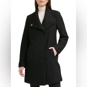 Kenneth Cole - Black Boucle Wool Blend Coat - Size XS
